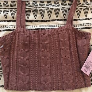 Pink sweater crop tank top